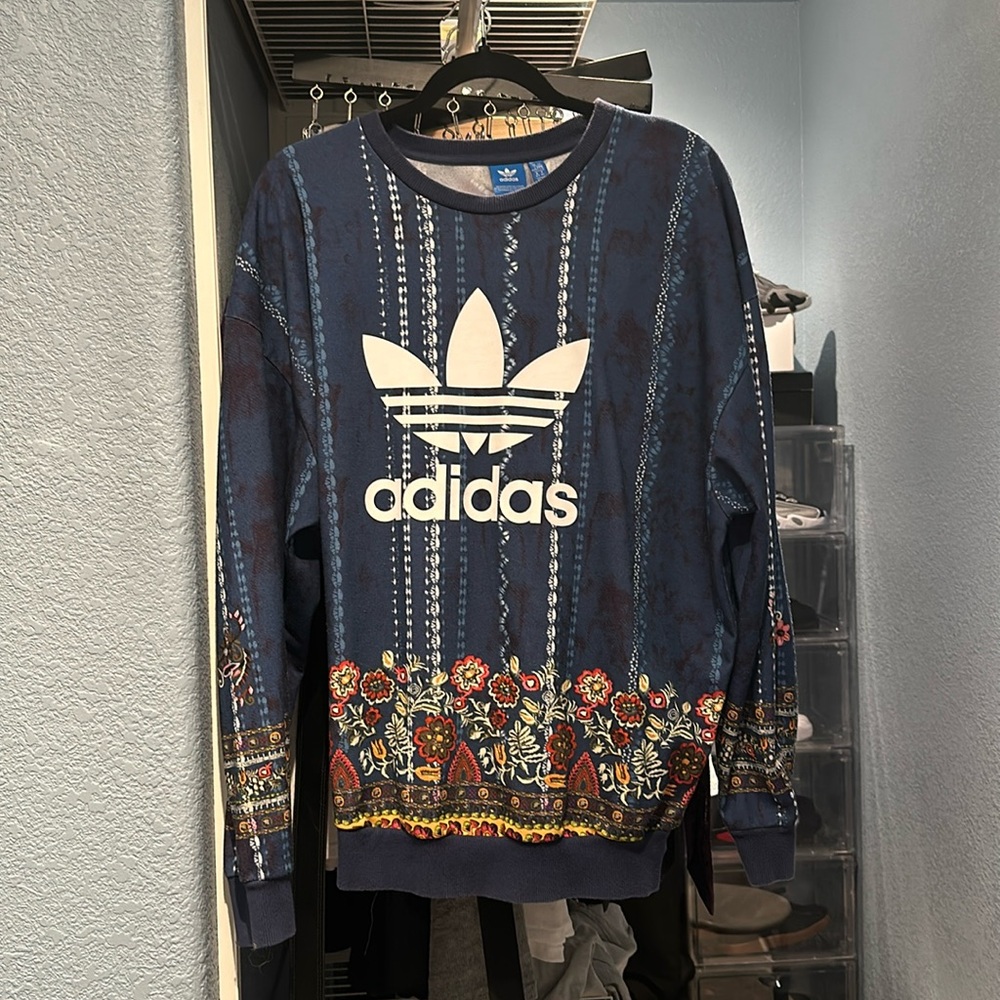 Adidas 360 floral print blue sweatshirt